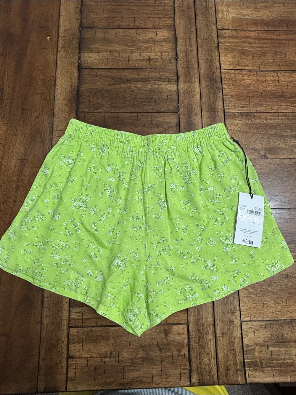 RVCA Lime Green Floral Athletic Shorts